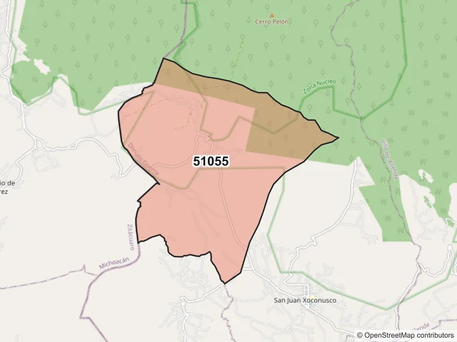 Mapa del código postal 51055, Donato Guerra, México