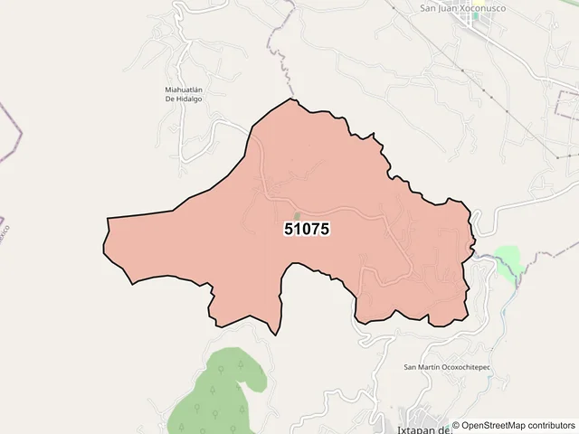 Mapa del código postal 51075, Ixtapan del Oro, México