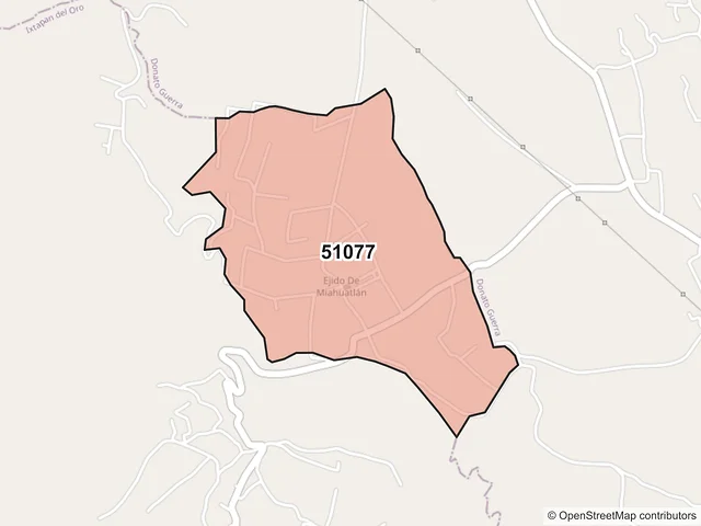 Mapa del código postal 51077, Ixtapan del Oro, México