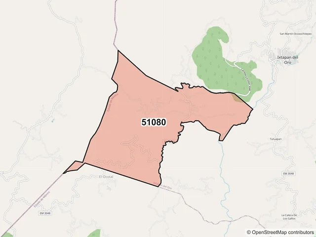 Mapa del código postal 51080, Ixtapan del Oro, México