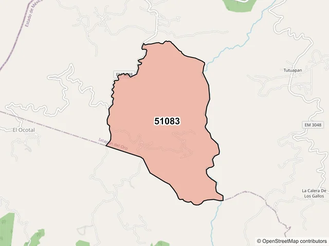 Mapa del código postal 51083, Ixtapan del Oro, México