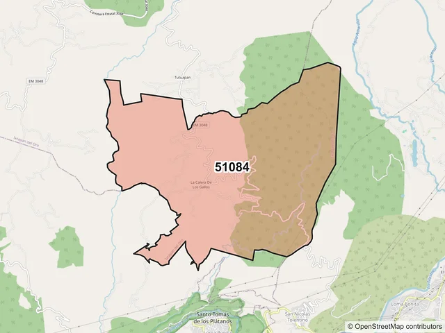 Mapa del código postal 51084, Ixtapan del Oro, México