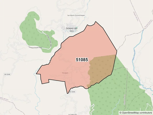 Mapa del código postal 51085, Ixtapan del Oro, México