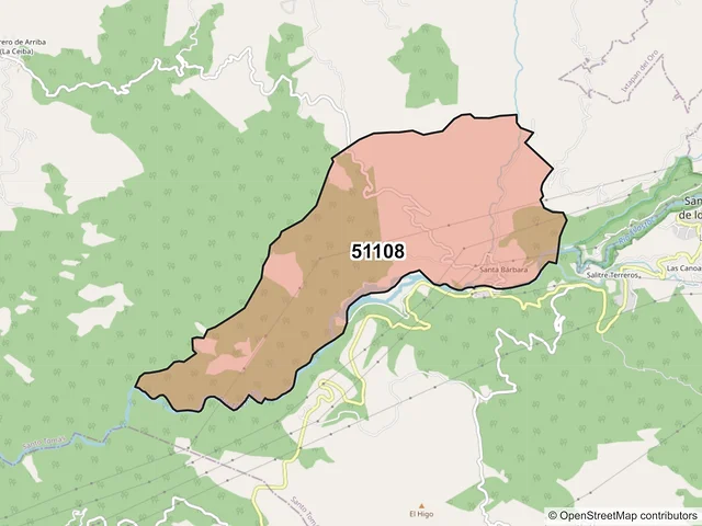 Mapa del código postal 51108, Santo Tomás, México