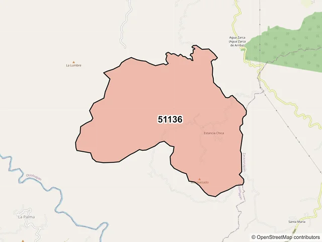 Mapa del código postal 51136, Otzoloapan, México