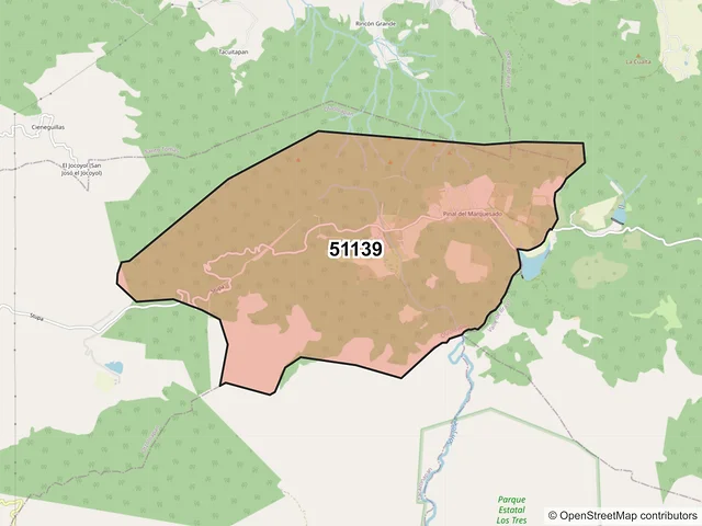 Mapa del código postal 51139, Otzoloapan, México