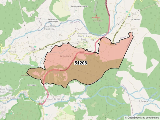 Mapa del código postal 51208, Valle de Bravo, México