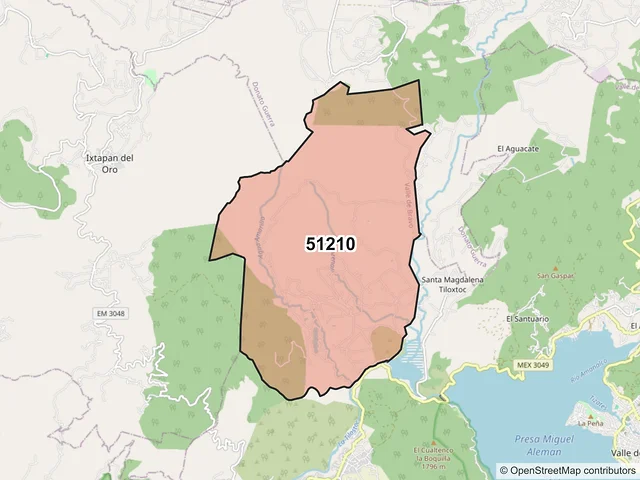 Mapa del código postal 51210, Valle de Bravo, México