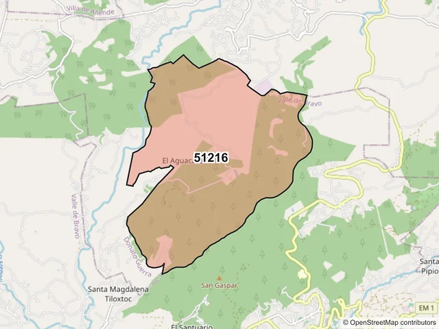 Mapa del código postal 51216, Valle de Bravo, México