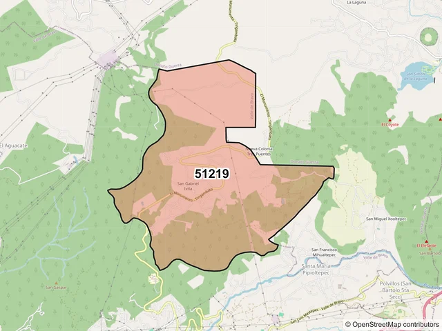Mapa del código postal 51219, Valle de Bravo, México