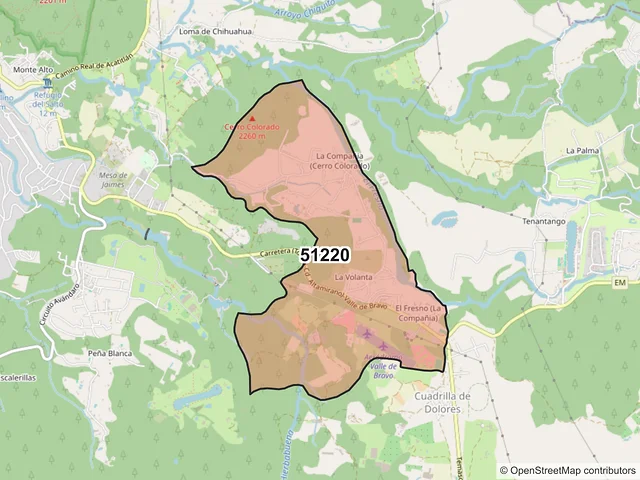 Mapa del código postal 51220, Valle de Bravo, México