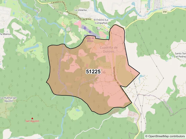 Mapa del código postal 51225, Valle de Bravo, México