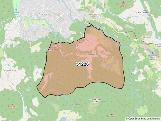 Mapa del código postal 51226, Valle de Bravo, México