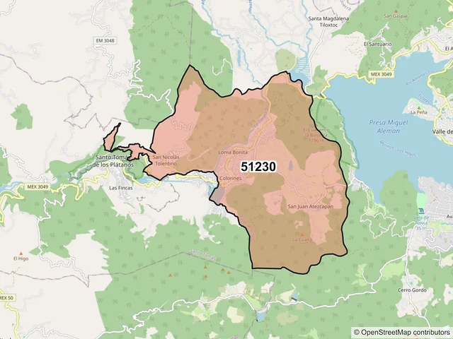 Mapa del código postal 51230, Valle de Bravo, México
