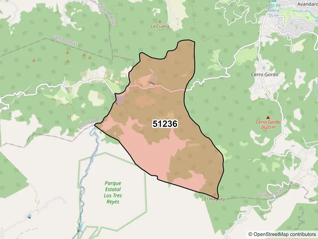Mapa del código postal 51236, Valle de Bravo, México