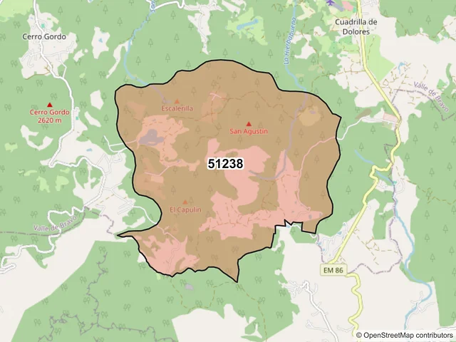 Mapa del código postal 51238, Valle de Bravo, México