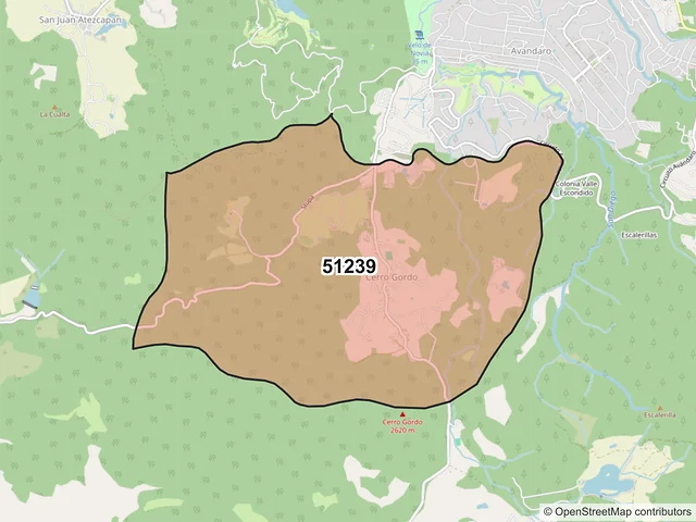 Mapa del código postal 51239, Valle de Bravo, México