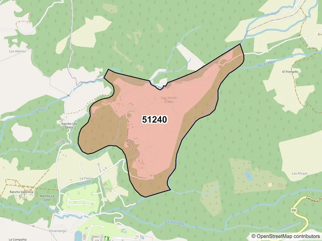 Mapa del código postal 51240, Valle de Bravo, México