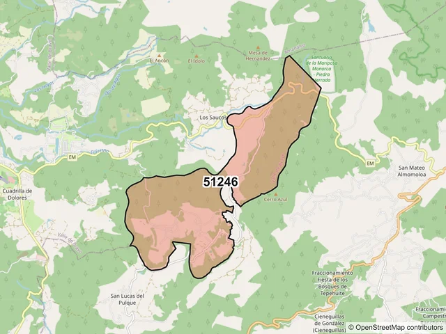 Mapa del código postal 51246, Valle de Bravo, México