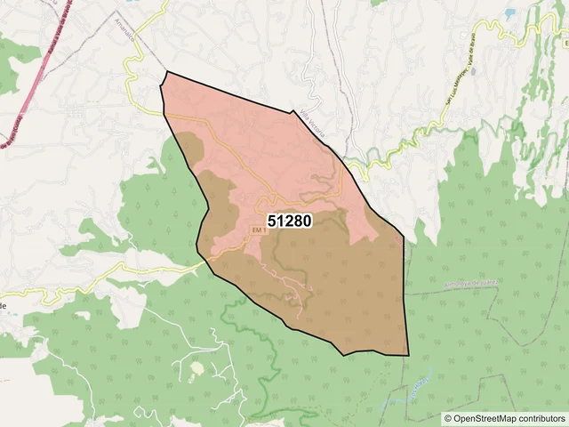 Mapa del código postal 51280, Amanalco, México