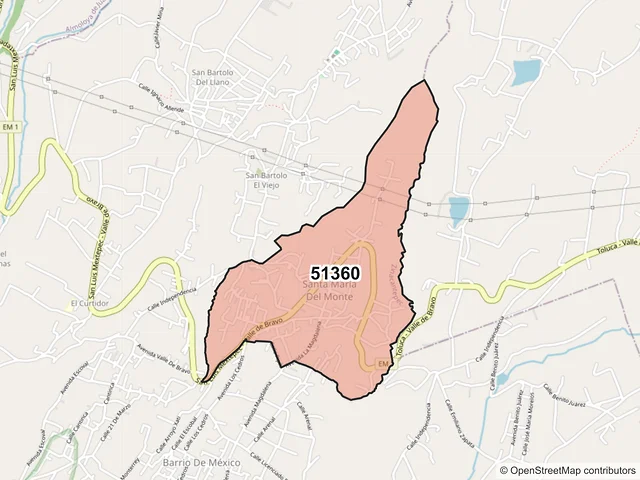 Mapa del código postal 51360, Zinacantepec, México