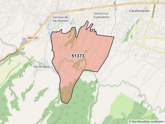 Mapa del código postal 51373, Zinacantepec, México