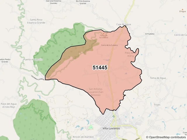 Mapa del código postal 51445, Luvianos, México