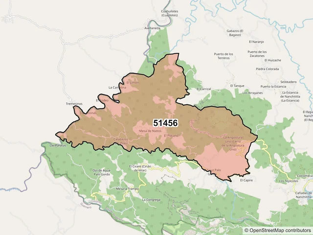 Mapa del código postal 51456, Luvianos, México