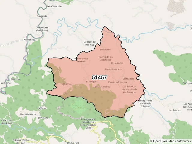 Mapa del código postal 51457, Luvianos, México