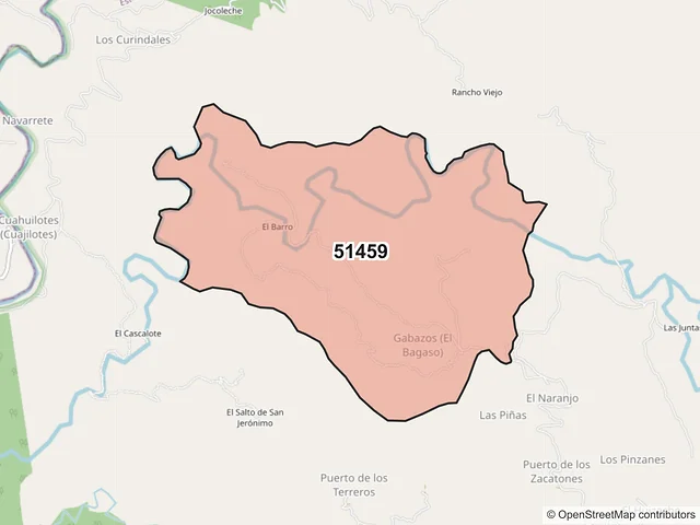 Mapa del código postal 51459, Luvianos, México
