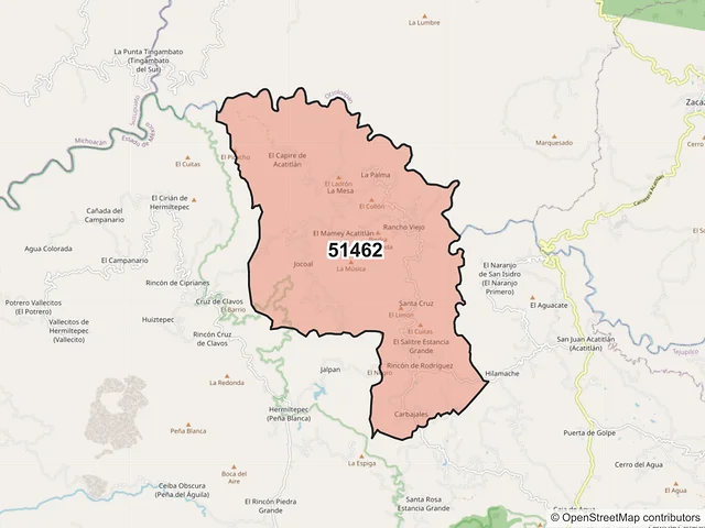 Mapa del código postal 51462, Luvianos, México