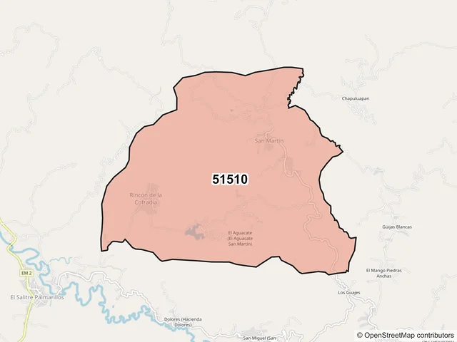 Mapa del código postal 51510, Amatepec, México