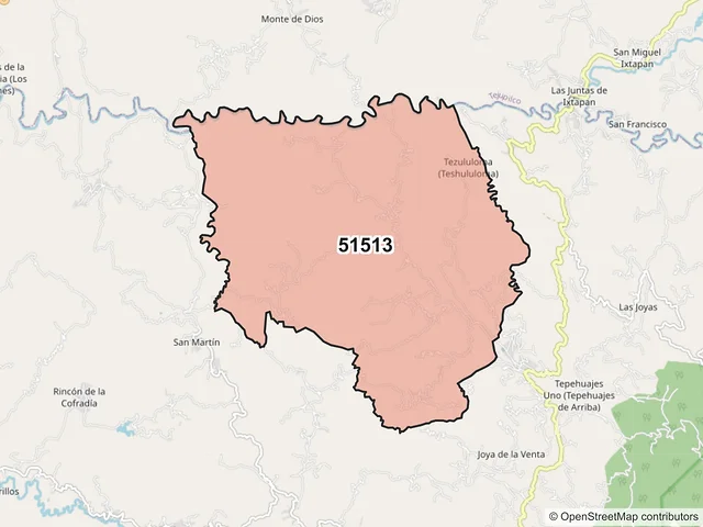 Mapa del código postal 51513, Amatepec, México