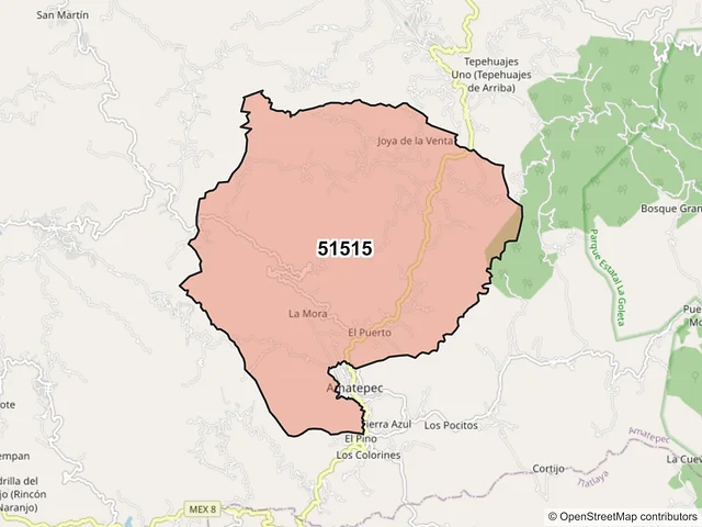 Mapa del código postal 51515, Amatepec, México