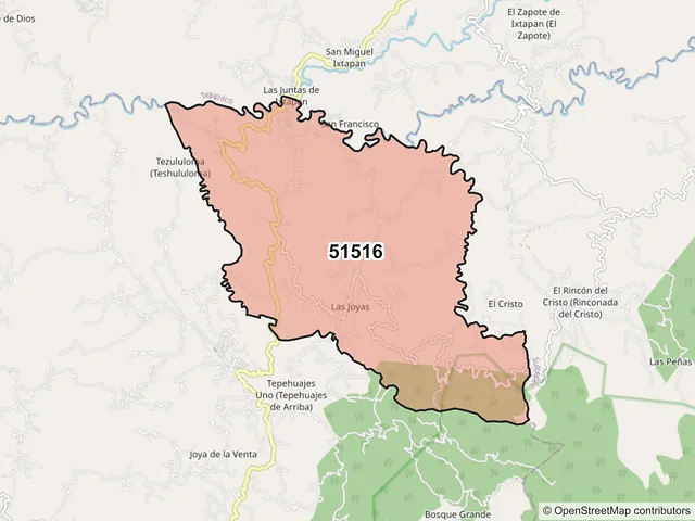 Mapa del código postal 51516, Amatepec, México