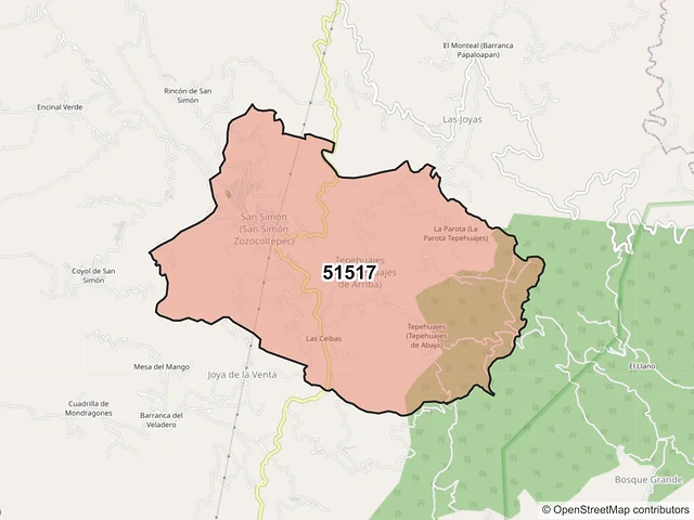 Mapa del código postal 51517, Amatepec, México