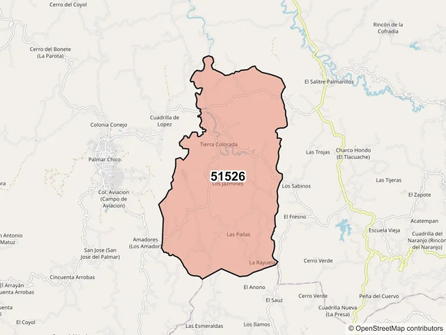 Mapa del código postal 51526, Amatepec, México