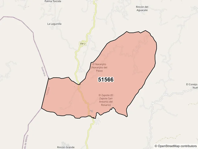 Mapa del código postal 51566, Tlatlaya, México