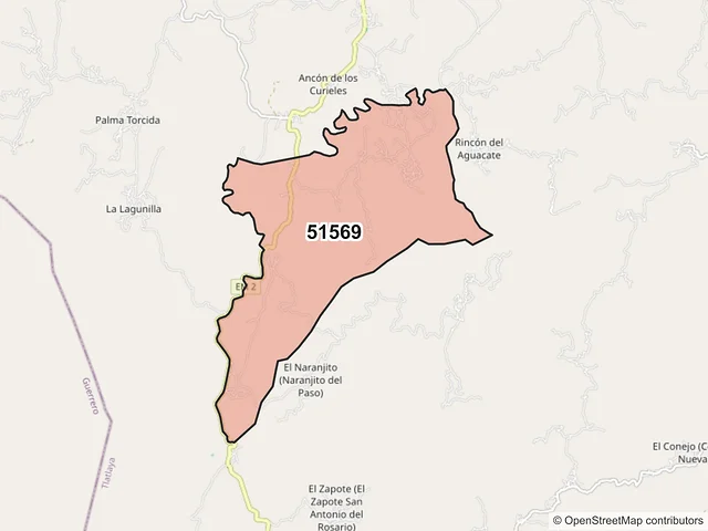 Mapa del código postal 51569, Tlatlaya, México