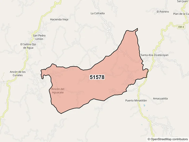 Mapa del código postal 51578, Tlatlaya, México