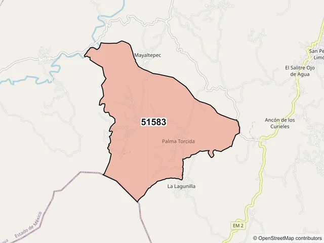 Mapa del código postal 51583, Tlatlaya, México