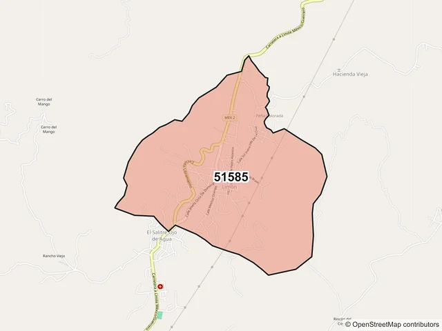Mapa del código postal 51585, Tlatlaya, México