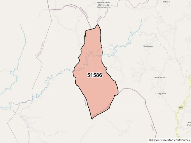 Mapa del código postal 51586, Tlatlaya, México