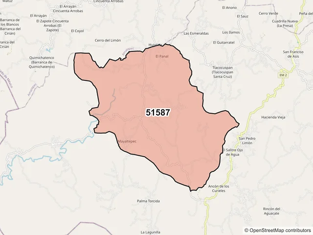Mapa del código postal 51587, Tlatlaya, México