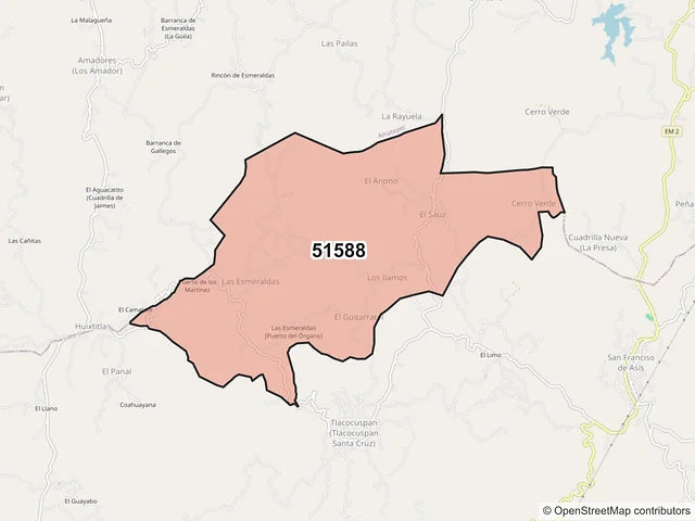 Mapa del código postal 51588, Tlatlaya, México