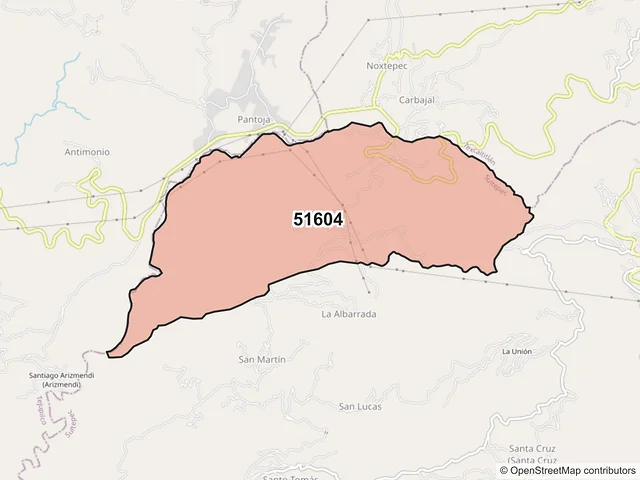 Mapa del código postal 51604, Sultepec, México