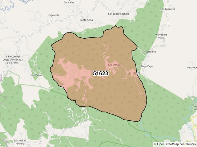 Mapa del código postal 51623, Sultepec, México