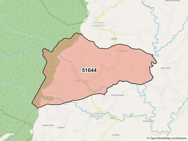Mapa del código postal 51644, Sultepec, México