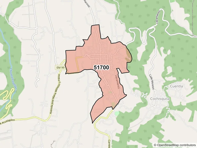 Mapa del código postal 51700, Coatepec Harinas, México