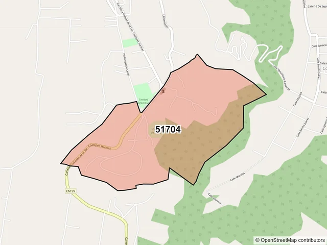 Mapa del código postal 51704, Coatepec Harinas, México